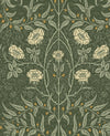 Seabrook Stenciled Floral Prepasted Evergreen Wallpaper