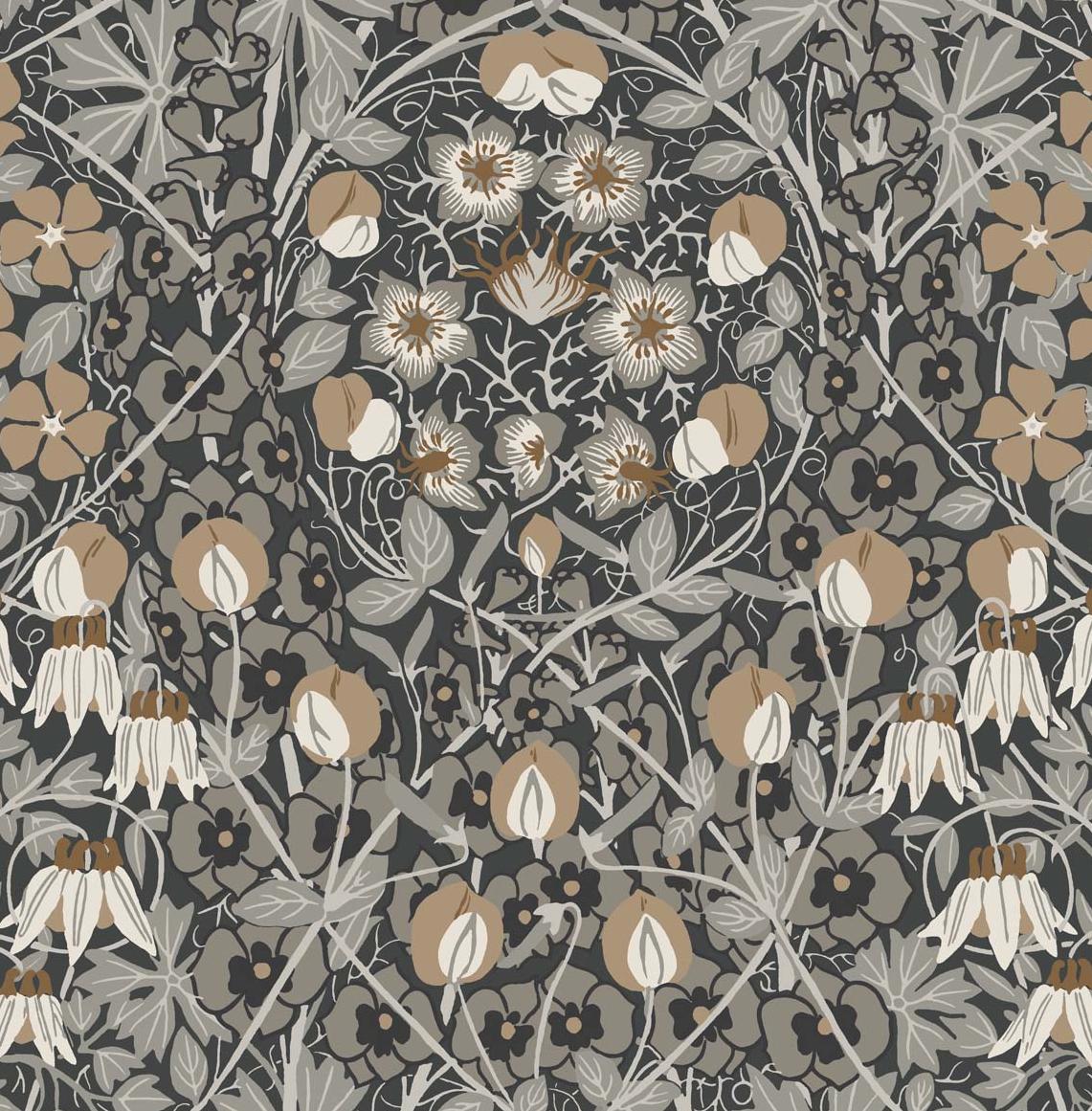 Seabrook Tulip Garden Prepasted Wrought Iron & Chamois Wallpaper