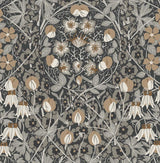 Seabrook Tulip Garden Prepasted Wrought Iron & Chamois Wallpaper