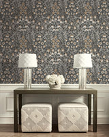 Seabrook Tulip Garden Prepasted Grey Wallpaper