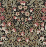 Seabrook Tulip Garden Prepasted Ebony & Red Clay Wallpaper