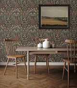 Seabrook Tulip Garden Prepasted Black Wallpaper