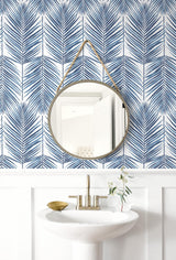 Seabrook Paradise Palm Prepasted Blue Wallpaper