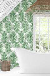 Seabrook Paradise Palm Prepasted Green Wallpaper