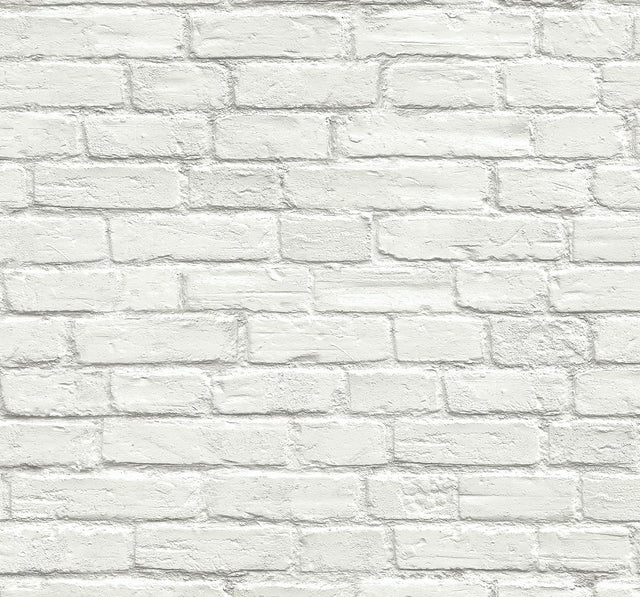 Seabrook Industrial Faux Brick Prepasted Off-White Wallpaper