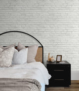 Seabrook Industrial Faux Brick Prepasted White Wallpaper