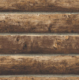 Seabrook Faux Log Cabin Prepasted Walnut Wallpaper