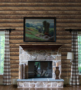 Seabrook Faux Log Cabin Prepasted Brown Wallpaper