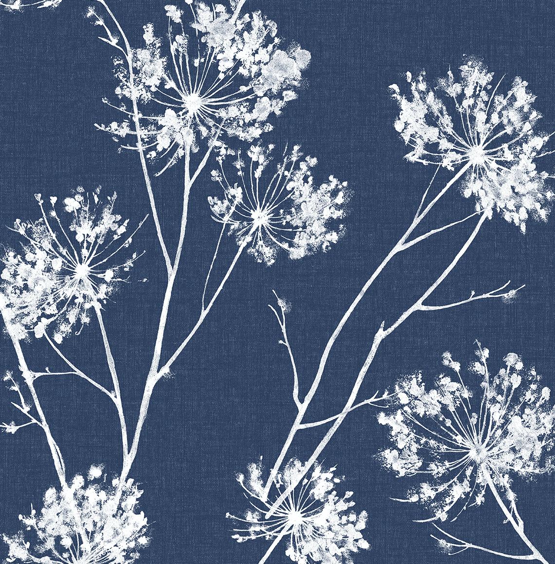 Seabrook One O'Clock Prepasted Denim Blue Wallpaper