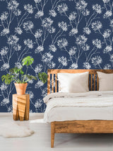 Seabrook One O'Clock Prepasted Blue Wallpaper