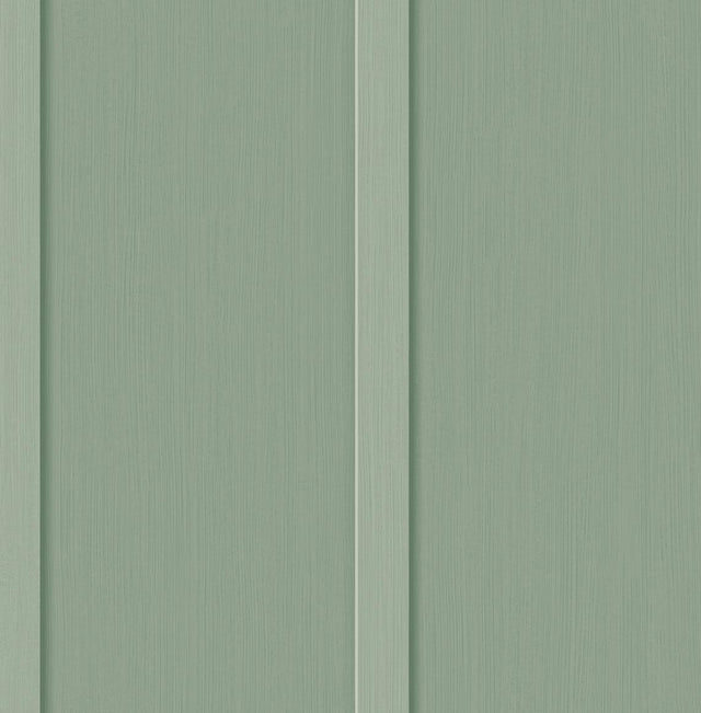 Seabrook Faux Board and Batten Prepasted Sage Green Wallpaper