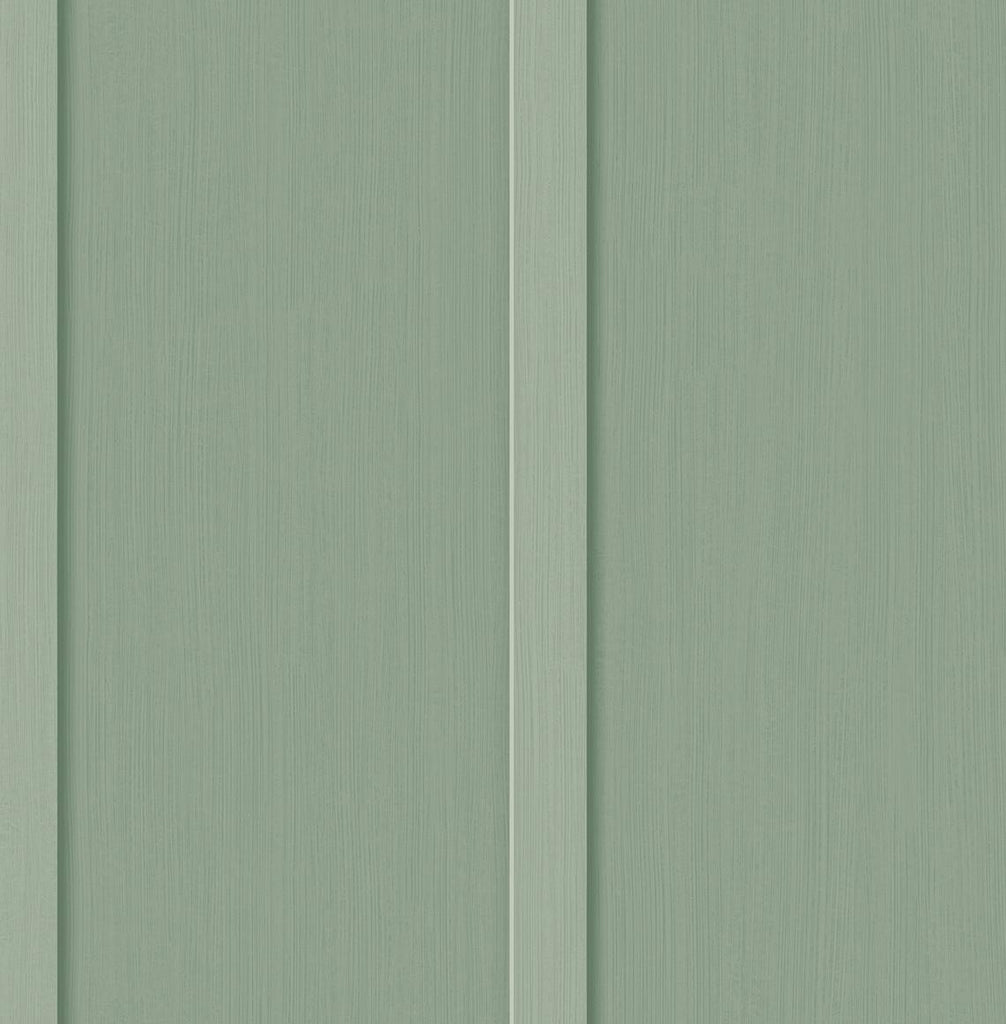 Seabrook Faux Board and Batten Prepasted Green Wallpaper