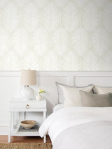 Seabrook Palm Silhouette Prepasted Beige Wallpaper