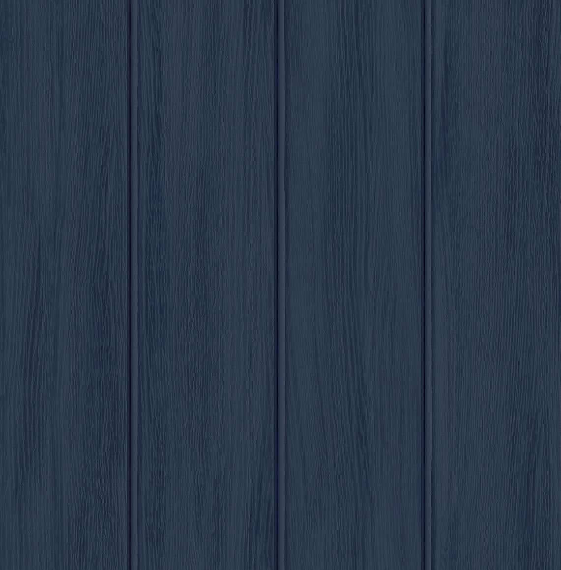 Seabrook Faux Wood Panel Prepasted Naval Blue Wallpaper