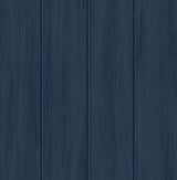 Seabrook Faux Wood Panel Prepasted Naval Blue Wallpaper