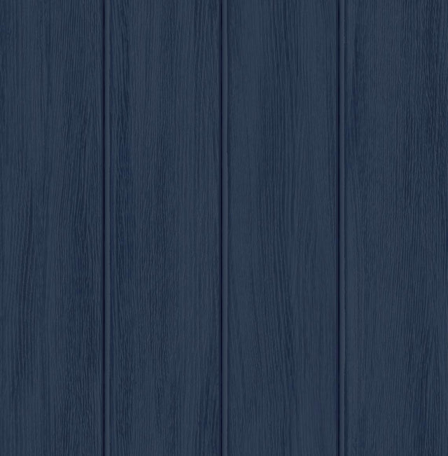 Seabrook Faux Wood Panel Prepasted Naval Blue Wallpaper