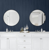 Seabrook Faux Wood Panel Prepasted Blue Wallpaper