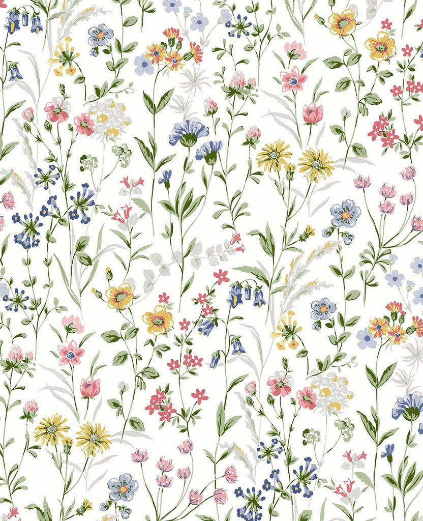 Seabrook Wildflowers Prepasted Multicolored Wallpaper