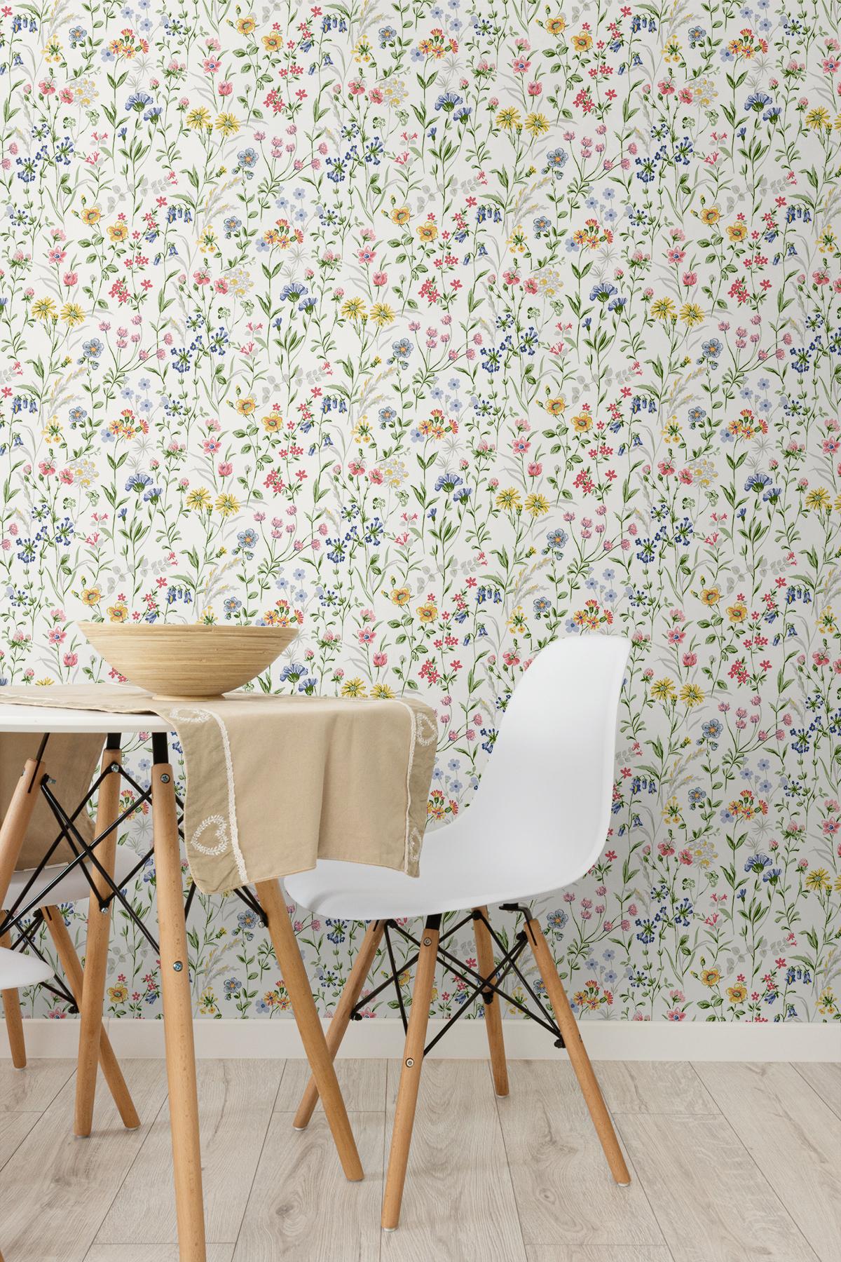 Seabrook Wildflowers Prepasted Multicolored Wallpaper