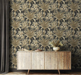 Seabrook Tropical Palm Beach Prepasted Brown Wallpaper