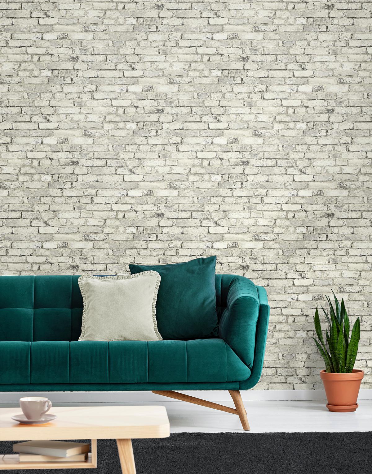 Seabrook Tailor Faux Brick Prepasted Off-White Wallpaper