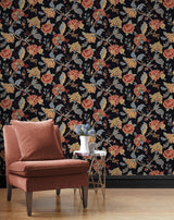 Seabrook Lana Jacobean Black Wallpaper