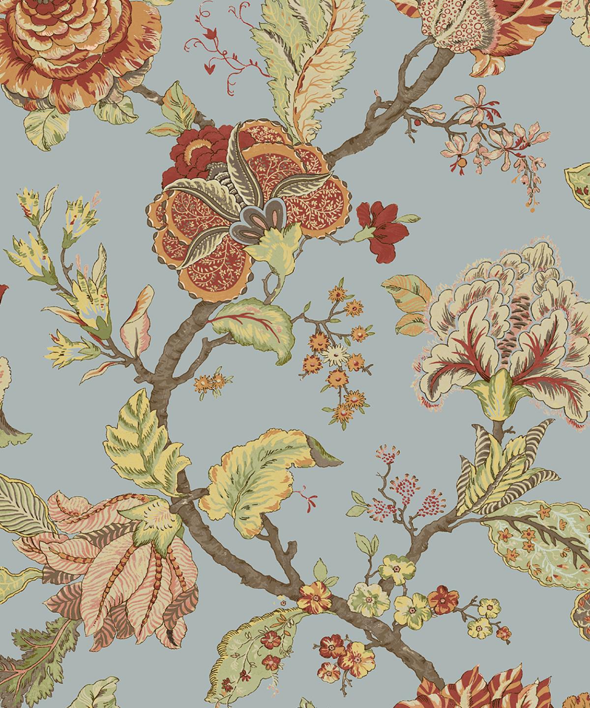 Seabrook Lana Jacobean Blue Dusk Wallpaper