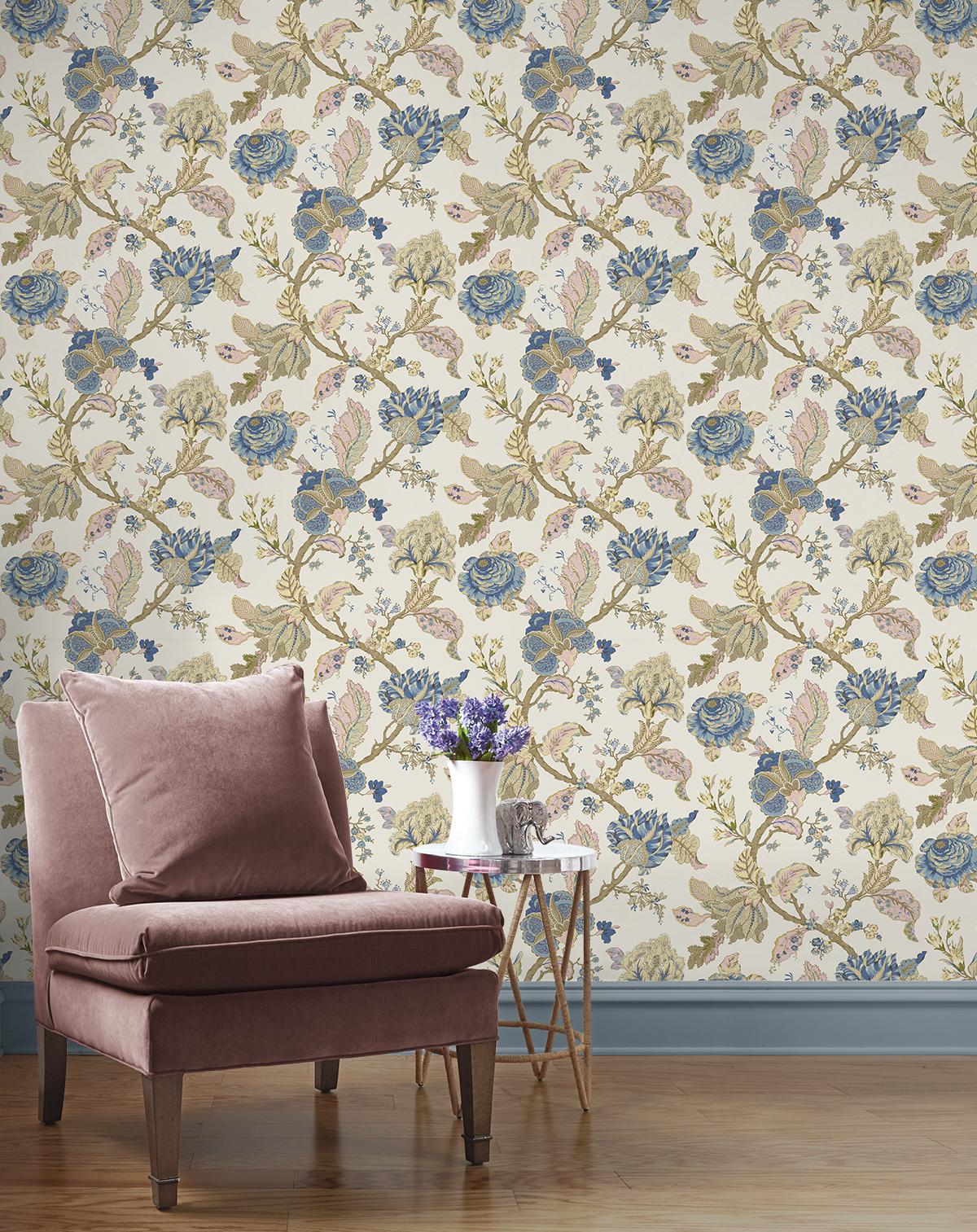 Seabrook Lana Jacobean Beige Wallpaper