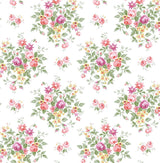 Seabrook Floral Bouquet Prepasted Watermelon & Buttercup Wallpaper