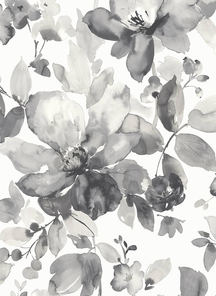 Seabrook Watercolor Garden Grey Wallpaper