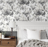 Seabrook Watercolor Garden Grey Wallpaper