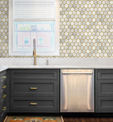 Seabrook Faux Hex Tile Gold Wallpaper