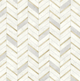 Seabrook Chevron Faux Tile Gold & Pearl Grey Wallpaper