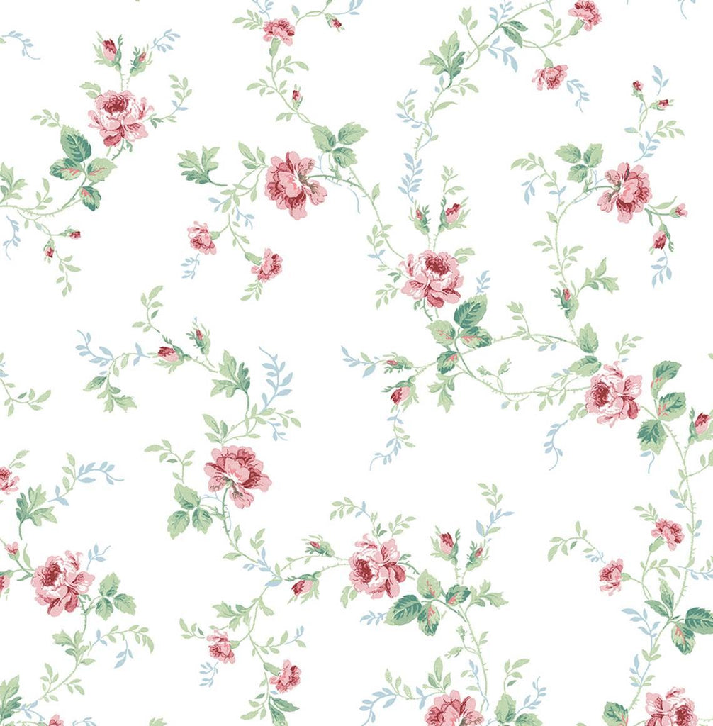 Seabrook Meadow Floral Trail Pink Wallpaper