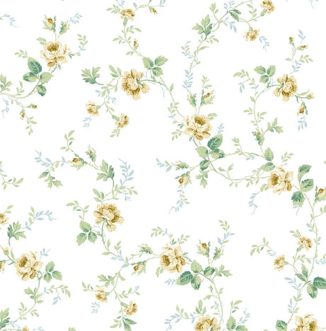 Seabrook Meadow Floral Trail Wheatfield & Sage Wallpaper