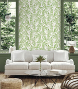 Seabrook Beckett Sketched Leaves Green Wallpaper