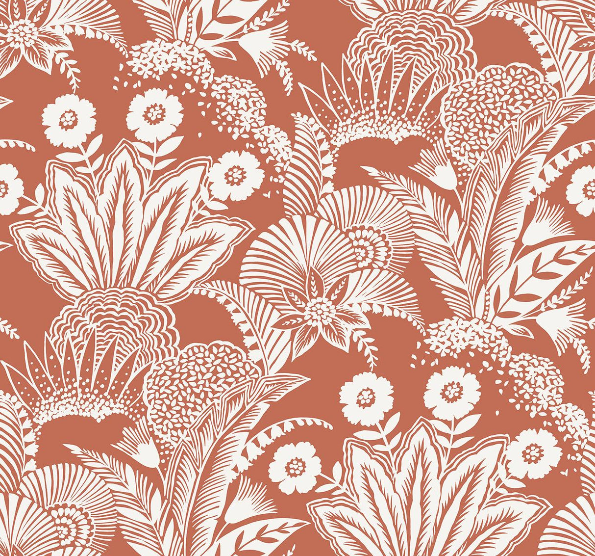 Seabrook Suvi Palm Grove Coral Glow Wallpaper