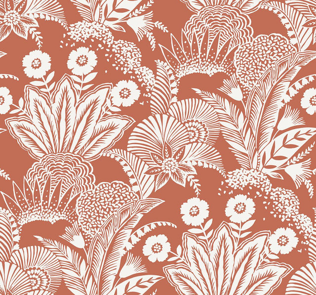 Seabrook Suvi Palm Grove Coral Glow Wallpaper
