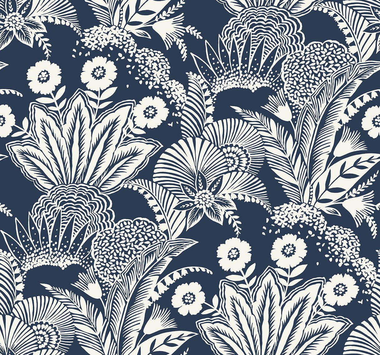 Seabrook Suvi Palm Grove Nautical Blue Wallpaper