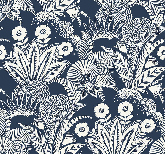 Seabrook Suvi Palm Grove Nautical Blue Wallpaper