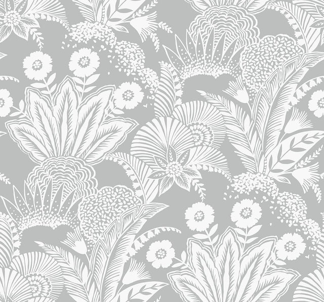 Seabrook Suvi Palm Grove Bluish Gray Wallpaper