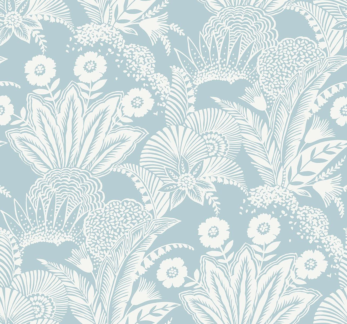Seabrook Suvi Palm Grove Sky Blue Wallpaper