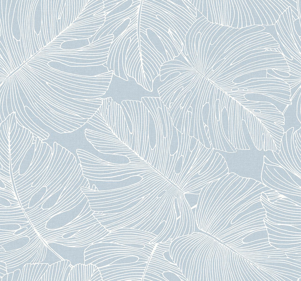 Seabrook Tarra Monstera Leaf Blue Wallpaper