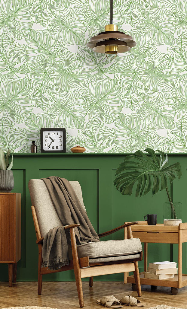 Seabrook Tarra Monstera Leaf Green Wallpaper