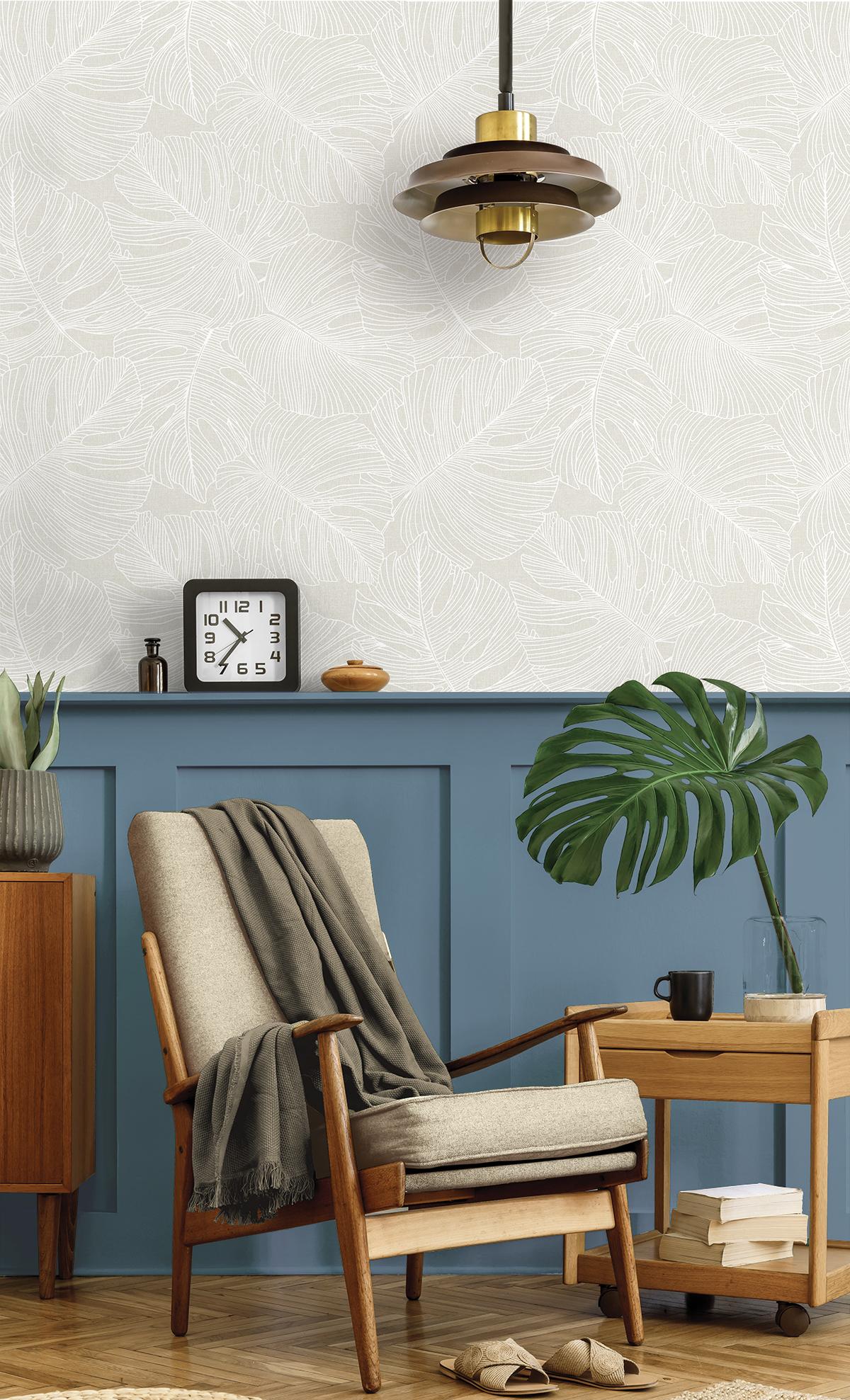 Seabrook Tarra Monstera Leaf Beige Wallpaper