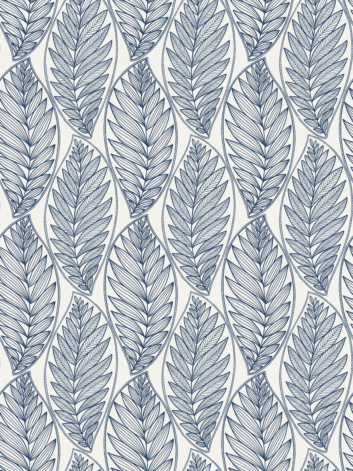 Seabrook Kira Leaf Husk Blue Suede Wallpaper