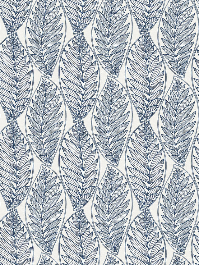 Seabrook Kira Leaf Husk Blue Suede Wallpaper