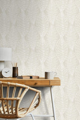 Seabrook Kira Leaf Husk Beige Wallpaper