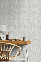 Seabrook Kira Leaf Husk Grey Wallpaper