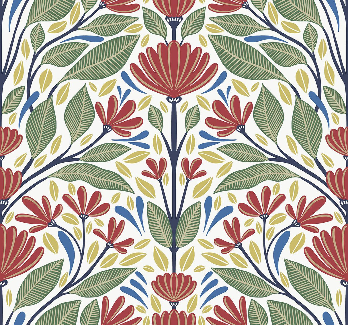Seabrook Carmela Folk Floral Primaries Wallpaper